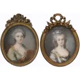 Two Female French Pastels, Portrait of a Lady, Pastel