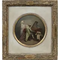 Mosè Bianchi, The Music Lesson, Oil on canvas laid to canvas board