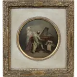 Mosè Bianchi, The Music Lesson, Oil on canvas laid to canvas board