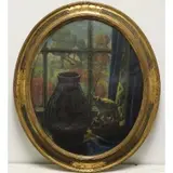 George Beline, Still Life with Elephant by Window, Oil on canvas