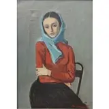 Nicolai Cikovsky, Marcia - Girl with Blue Scarf, Oil on canvas