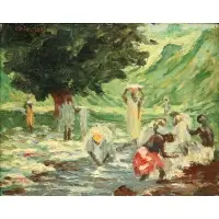 Rosette Chicotet, Washers-West Coast Africa, Oil on board