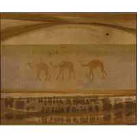 Vincent Smith, Camels in Harar, Oil and sand on canvas