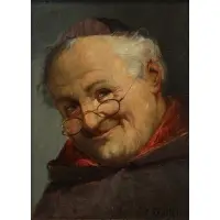 Konstantin Stoitzner, A Happy Monk, Oil on board
