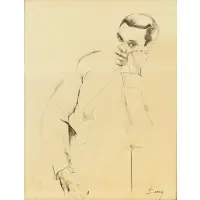 Don Bachardy, Portrait of Arthur Mitchell (1934-2018), Pen and Ink on paper