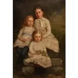 Jeanette S. Harrison Loop, Portrait of the Van Norden Children of Rye, NY, 1885, Oil on canvas