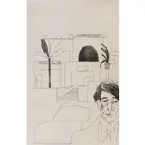 David Hockney, Portrait of Cavafy II (From Illustrations for Fourteen Poems from C.P. Cavafy), Etching with aquatint, on crisbook handmade paper