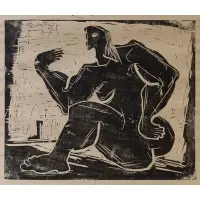 Frans Krajcberg, Figura Feminina (Female Figure), 1947, Woodblock on paper