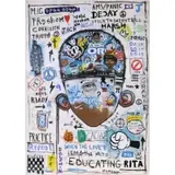 Nick George, Floating, Acrylic, oil pastel, collage on paper