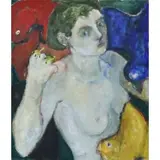 Betsy Podlach, Semi-Nude Woman with Birds, Egg tempera on canvas
