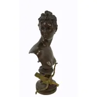Eugène Marioton, Untitled, Bronze Nude Bust Of A Beauty