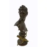Eugène Marioton, Untitled, Bronze Nude Bust Of A Beauty