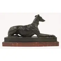 Untitled by Antoine-Louis Barye, Bronze sculpture of a Greyhound in nice original brown patina, sold Dec 2025