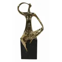 Isaac Kahn, Untitled, Large and impressive gilt bronze sculpture seated on a stone base