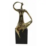 Isaac Kahn, Untitled, Large and impressive gilt bronze sculpture seated on a stone base