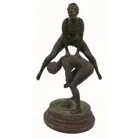 A Trouville by Ernest Rancoulet, Large bronze sculpture on rouge marble revolving base, signed, sold Dec 2025