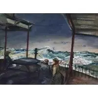Cecil Bell, A Rough Ferry Crossing, Gouache on paper
