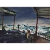 Cecil Bell, A Rough Ferry Crossing, Gouache on paper