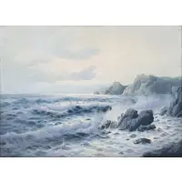 Carlo Casati, Coastal Waves, Oil on canvas