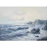 Carlo Casati, Coastal Waves, Oil on canvas