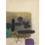 Douglas Owen Portway, Untitled (Abstract with Black and Purple), Mixed media: Ink, pencil and oil on paper