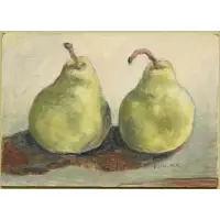 Robert Kulicke, Two Pears, Oil on board