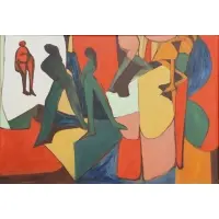 Arnold Weber, Abstract Figure Composition, 1967, Oil on canvas