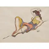 Béla Kádár, Reclining Woman, Watercolor/gouache and ink on paper