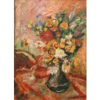 Frigyes Frank, Flowers in a Vase, Oil on canvas
