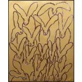 Hunt Slonem, Hutch Purple Line (Rabbits in Gold)