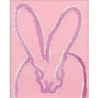 Pink Dust (Diamond) (Rabbit) by Hunt Slonem, 2024, Oil and acrylic with diamond dust on panel, sold Nov 2025