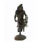 Daro Flood, Untitled, Bronze sculpture of a Native American warrior with an axe