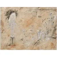 Fernando Varela, Untitled (Female Fertility Figure with Vessels and Flowers), 2006, Mixed media on Arches Rives paper
