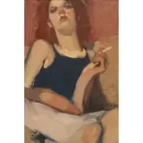 Milt Kobayashi, A Smoker's Pose, Oil on canvas