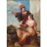 John Holland, Two Classical Women, Oil on canvas