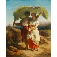 Joseph H. Francois van Lerius, Paul and Virginia, 1851, Oil on canvas