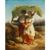 Joseph H. Francois van Lerius, Paul and Virginia, 1851, Oil on canvas