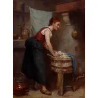 Léon Émile Caille, Wash Day, Oil on panel