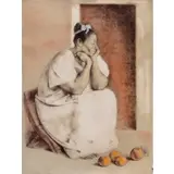Francisco Zúñiga, Mujer de Yucatan con Naranjas (Yucatan Woman with Oranges), 1973, Colored lithograph