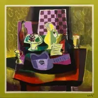 Marcel Mouly, La Guitar Mouve (The Purple Guitar), 1998, Oil on canvas