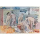 Nicolas Carone, Untitled (Figures with Dog), Mixed media on paper