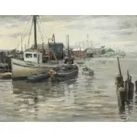 Frank Herbst, Harbor Scene, Oil on canvas