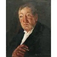 John R. Grabach, Man with Cigarette, Oil on canvas laid to board