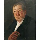 John R. Grabach, Man with Cigarette, Oil on canvas laid to board