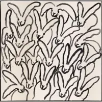 Hunt Slonem, Hutch Monday (White Rabbits), 2021, Oil on canvas