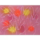 Hunt Slonem, New Line (Pink and White Rabbits), 2019, Oil and acrylic with diamond dust on canvas