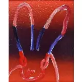 Hunt Slonem, Vision (Red, Blue, Striped White Rabbit)
