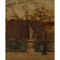 Fernand Duroze, Strolling in the Park, Oil on canvas