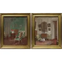 Léonce de Joncières, Green Parlor, Oil on board