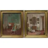 Léonce de Joncières, Green Parlor, Oil on board